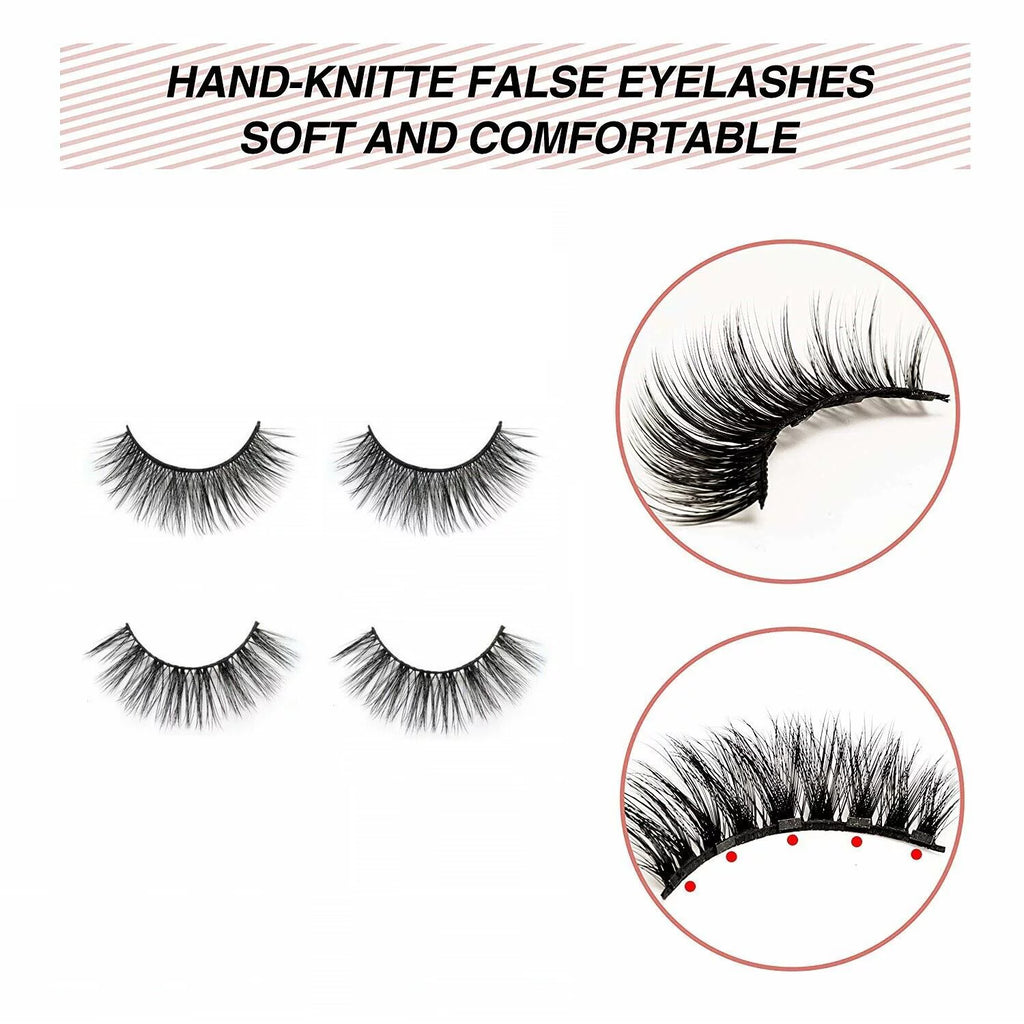 10Pcs/5Pairs Set Magnetic False Eyelashes Lashes with Magnetic Liquid Eyeliner Kit - Diamond