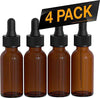 Essential Oil Roller Bottles - Round Boston Empty Refillable Amber Bottle with Glass Dropper for Liquid Aromatherapy Fragrance Lot - (1/3 oz) 10ml Oil Roller Bottles Bargz Perfume 4 Pack 