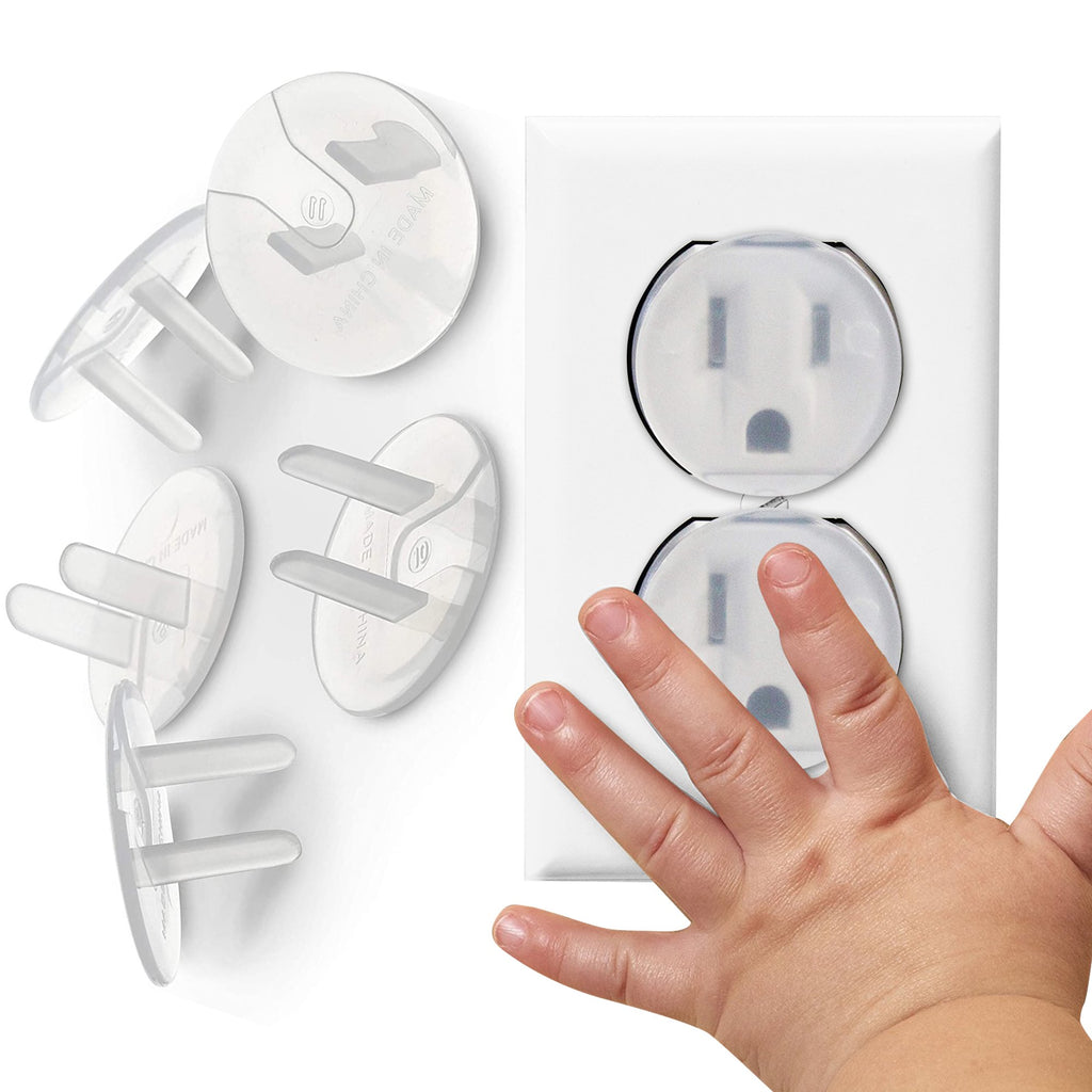 Tiny Patrol Clear Outlet Covers Babyproofing, Safe and Secure Electric Plug Protectors, Childproof Socket Covers for Home and Office Easy Install Protect Toddlers and Babies 15 Count