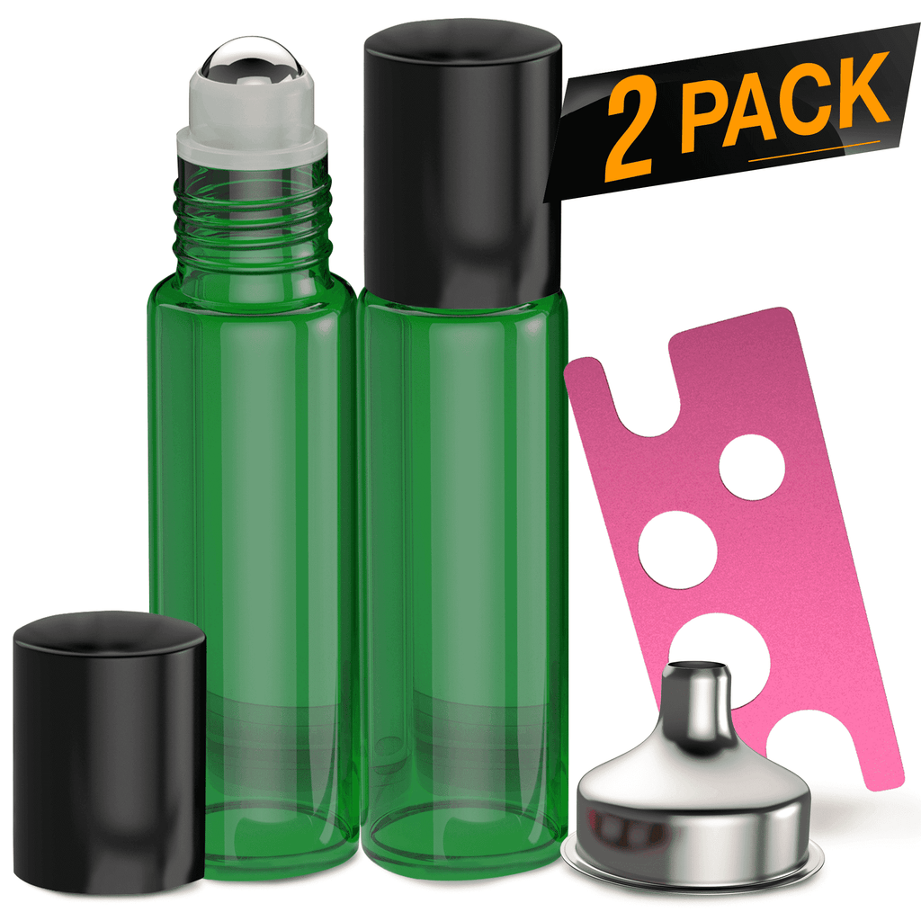 Essential Oil Roller Bottles [Green Bottle] Oil BargzOils 2-Pack 