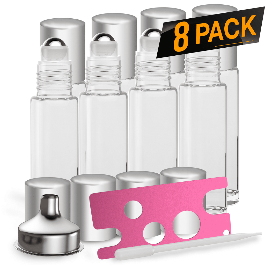 Essential Oil Roller Bottles [Silver Bottle] Oil BargzOils 8 -Pack 