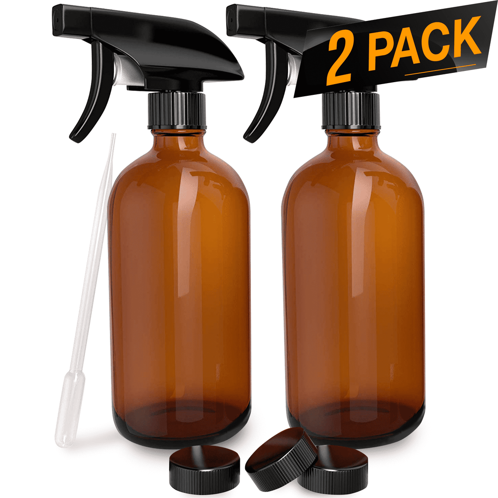 Amber Glass Spray Bottles with Phenolic Cap and Pipette [16 Oz]