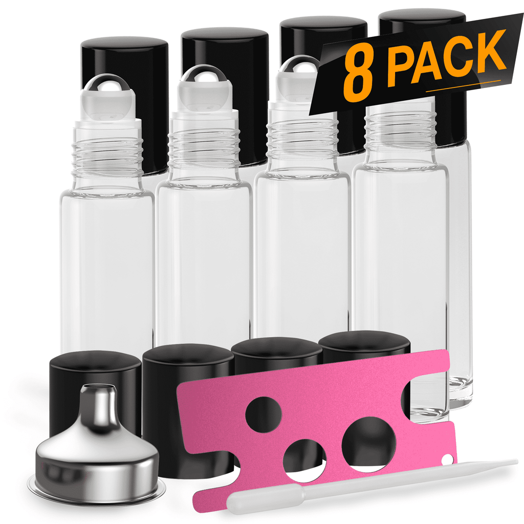 Essential Oil Roller Bottles [Clear Bottle] Oil BargzOils 8 -Pack 