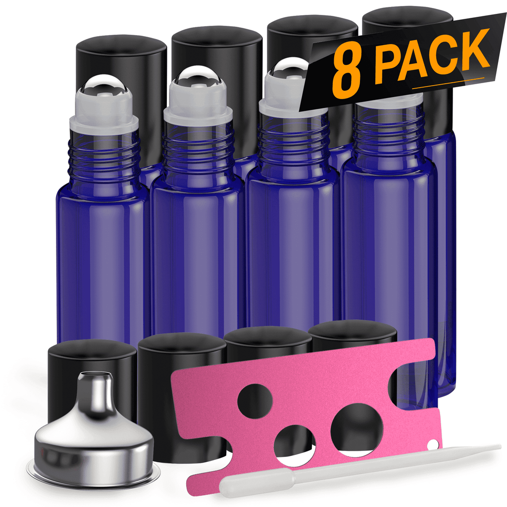 Essential Oil Roller Bottles [Blue Bottle] Oil BargzOils 8 -Pack 