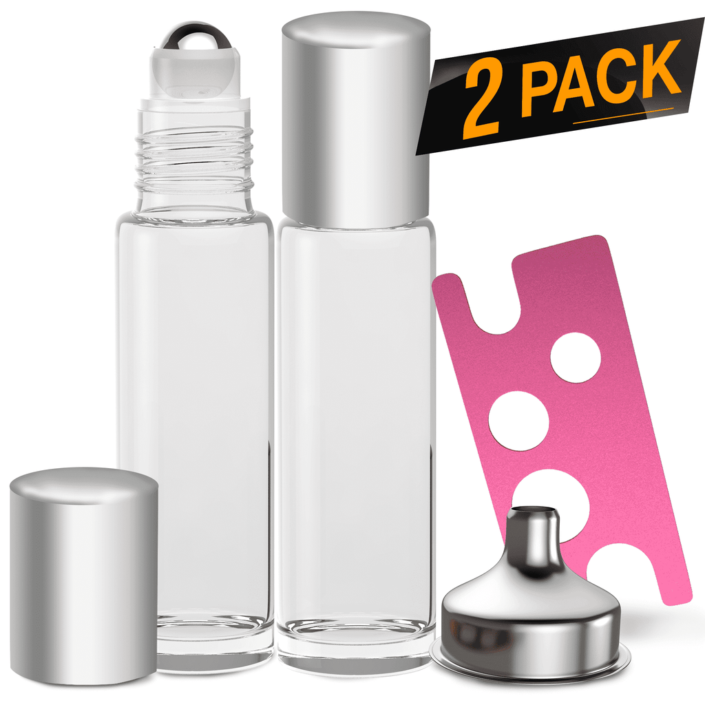 Essential Oil Roller Bottles [Silver Bottle] Oil BargzOils 2-Pack 